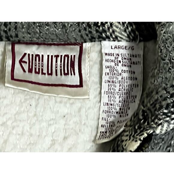 Vintage 90s Y2K EVOLUTION Men's L Gray Houndstooth Flannel Fleece Jacket Grunge - Picture 4 of 8
